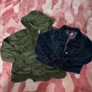 Old Navy Olive Green Hooded Jacket and The Childrenβs Place Navy Denim Jacket